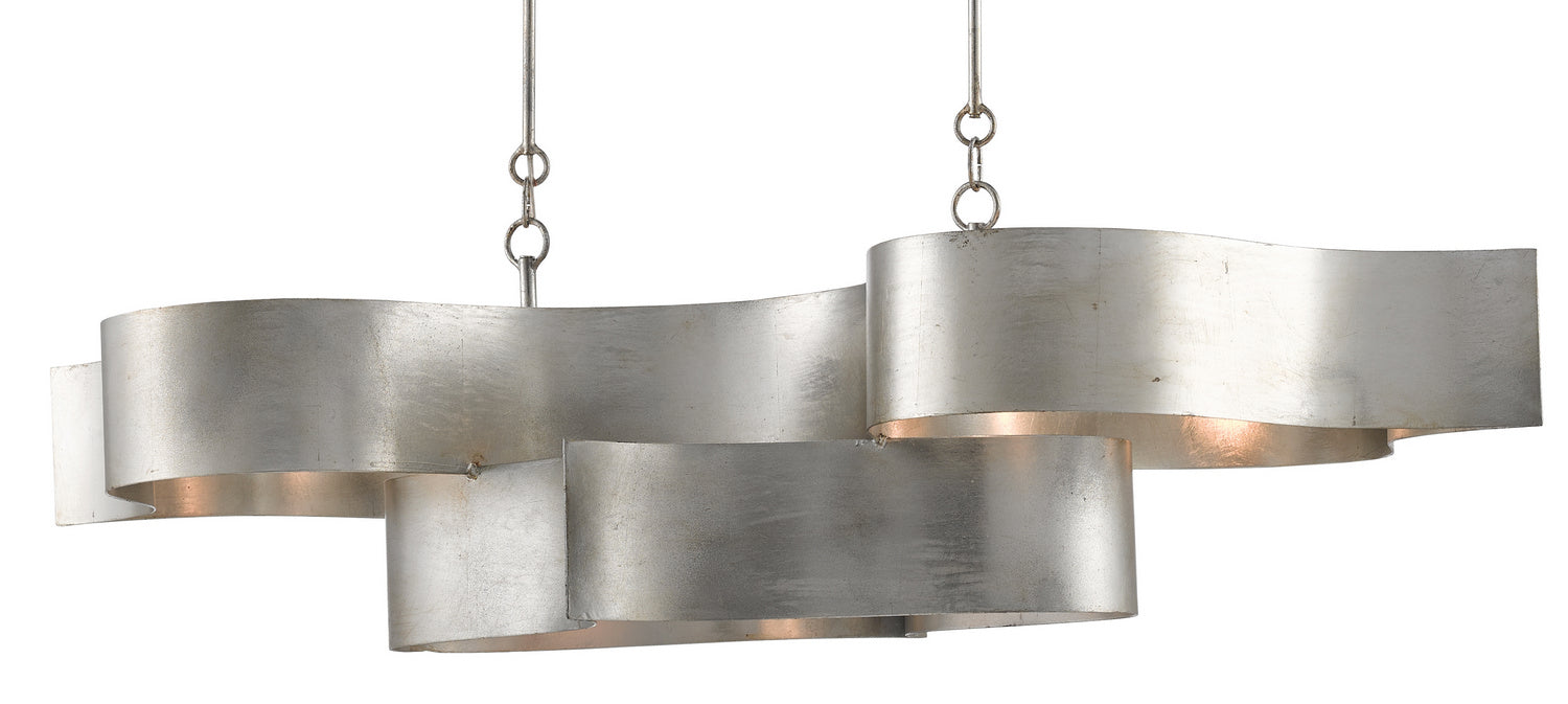 Currey and Company - 9000-0372 - Six Light Chandelier - Grand - Contemporary Silver Leaf