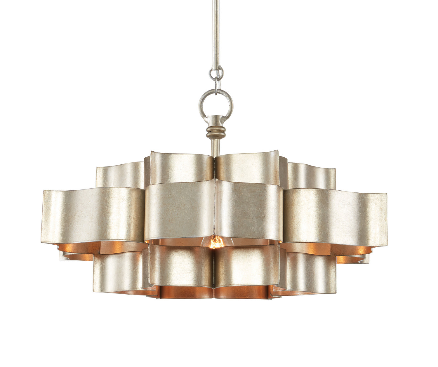 Currey and Company - 9000-0374 - One Light Chandelier - Grand - Contemporary Silver Leaf