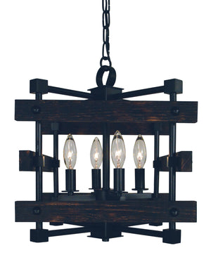 Framburg - 5270 MBLACK - Four Light Chandelier - Rustic Chic - Matte Black