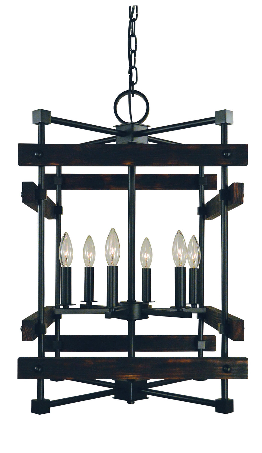 Framburg - 5276 MBLACK - Six Light Chandelier - Rustic Chic - Matte Black