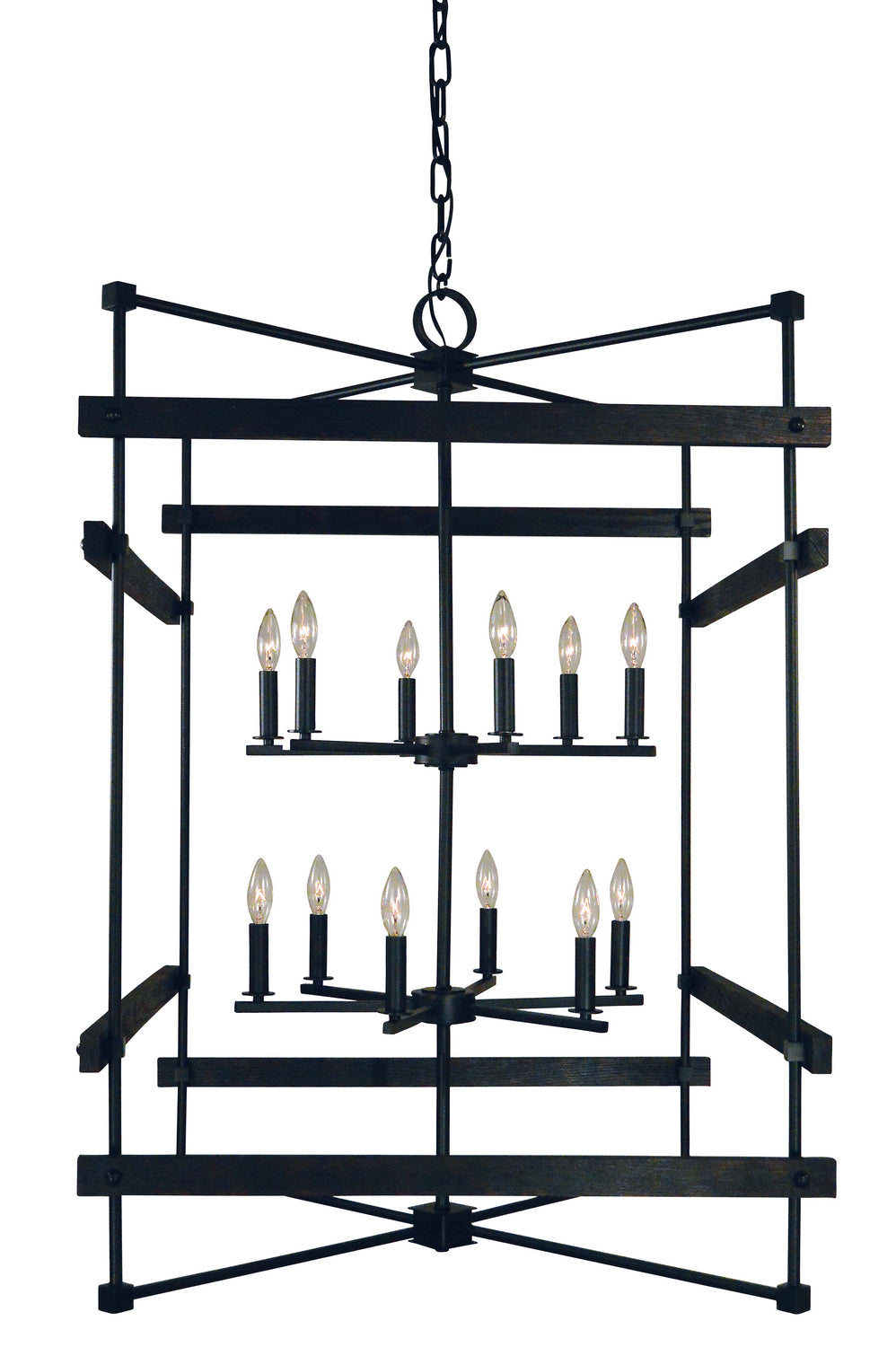 Framburg - 5278 MBLACK - 12 Light Foyer Chandelier - Rustic Chic - Matte Black