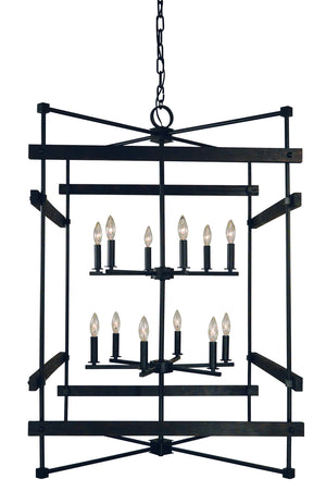 Framburg - 5278 MBLACK - 12 Light Foyer Chandelier - Rustic Chic - Matte Black