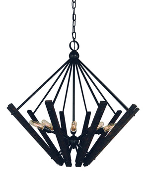 Framburg - 5280 MBLACK - Ten Light Foyer Chandelier - Rustic Chic - Matte Black