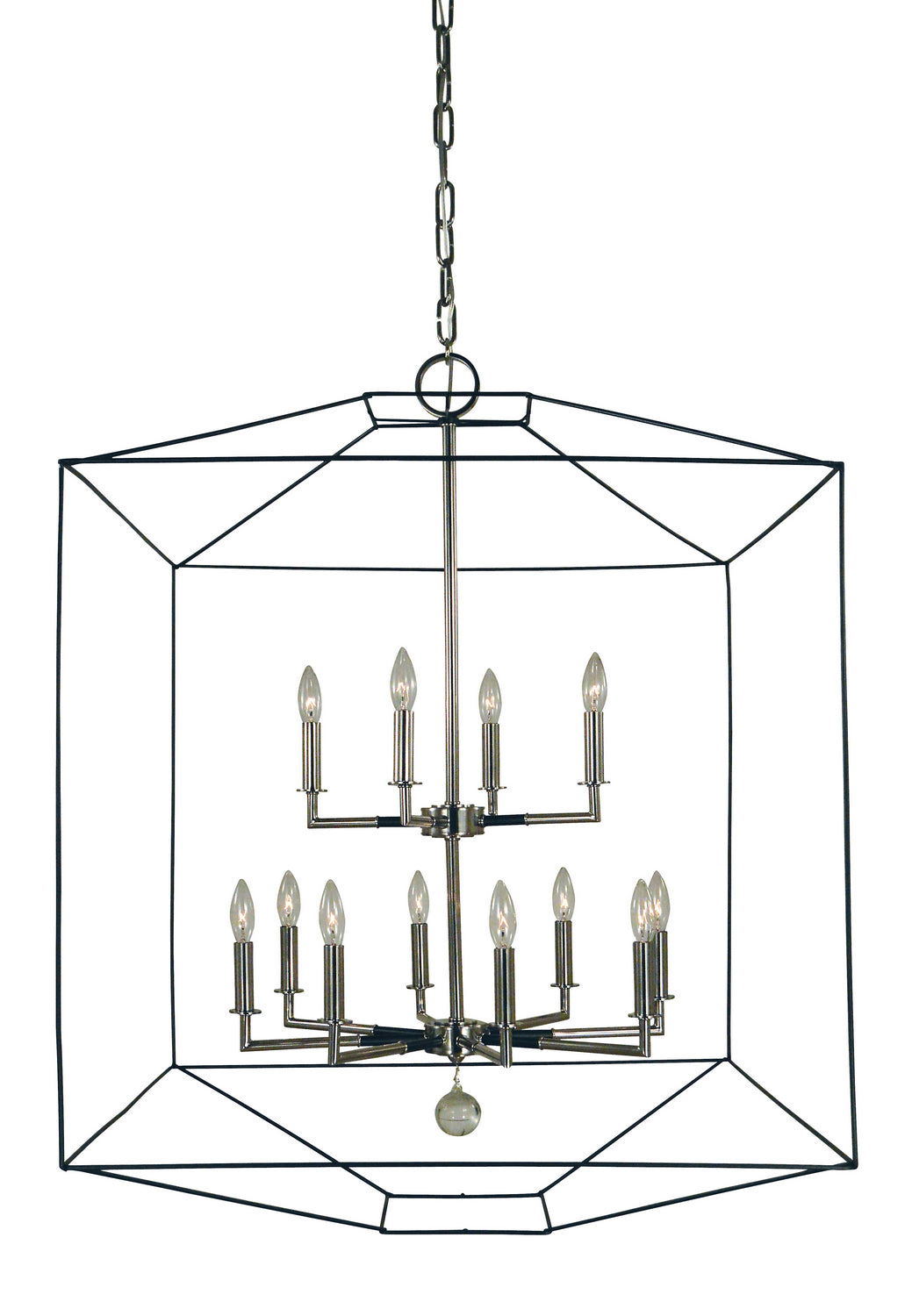 Framburg - 5308 PN/MBLACK - 12 Light Chandelier - Isabella - Polished Nickel with Matte Black Accents