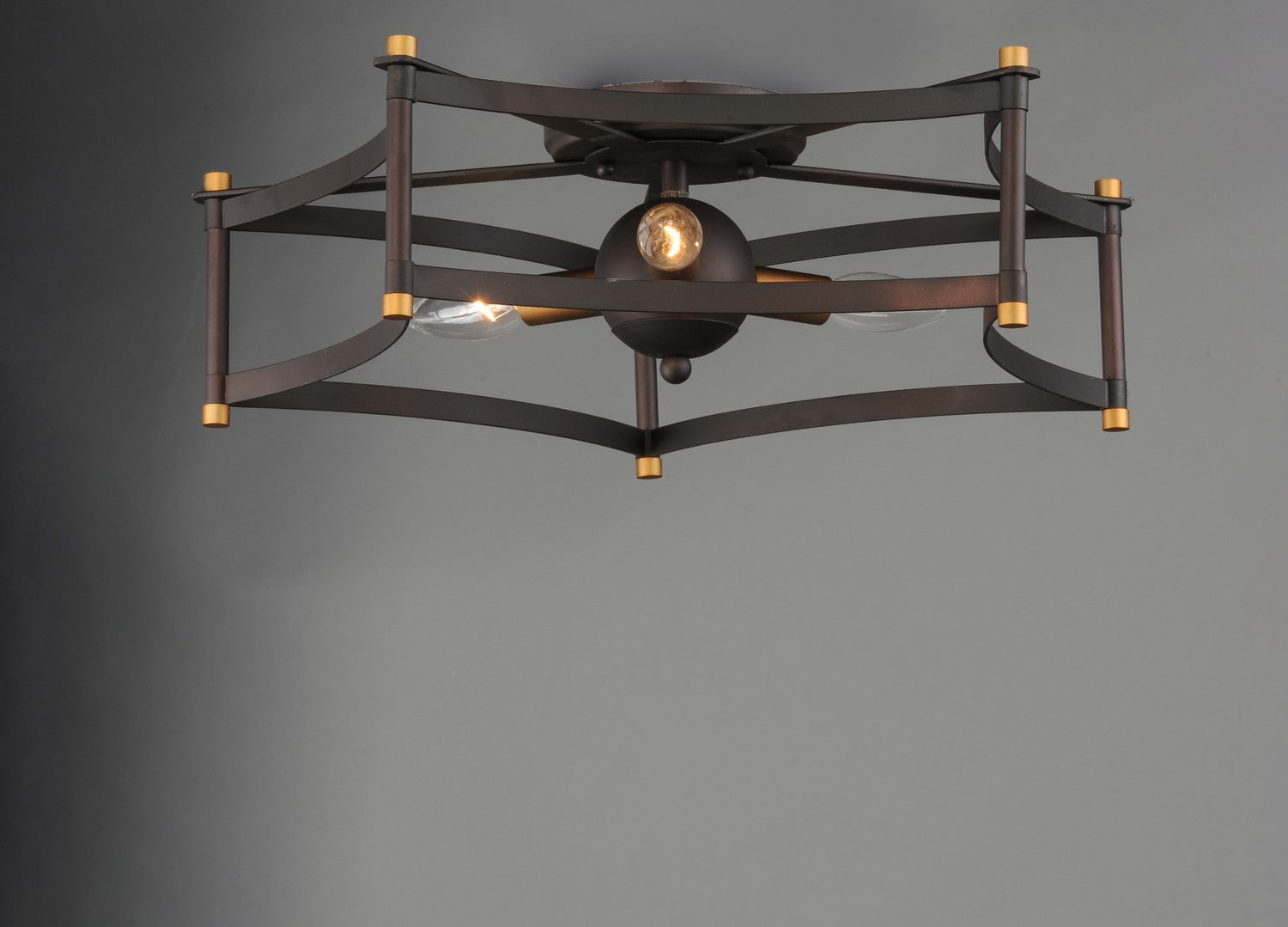 Maxim - 13590OIAB - Three Light Flush Mount - Wellington - Oil Rubbed Bronze / Antique Brass