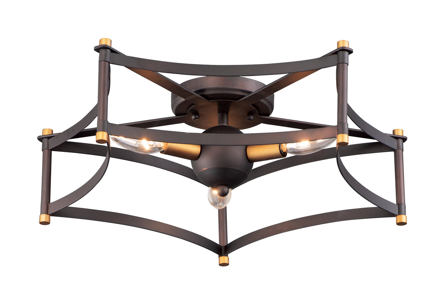 Maxim - 13590OIAB - Three Light Flush Mount - Wellington - Oil Rubbed Bronze / Antique Brass