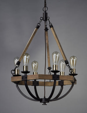 Maxim - 20335WOBZ - Six Light Chandelier - Lodge - Weathered Oak / Bronze