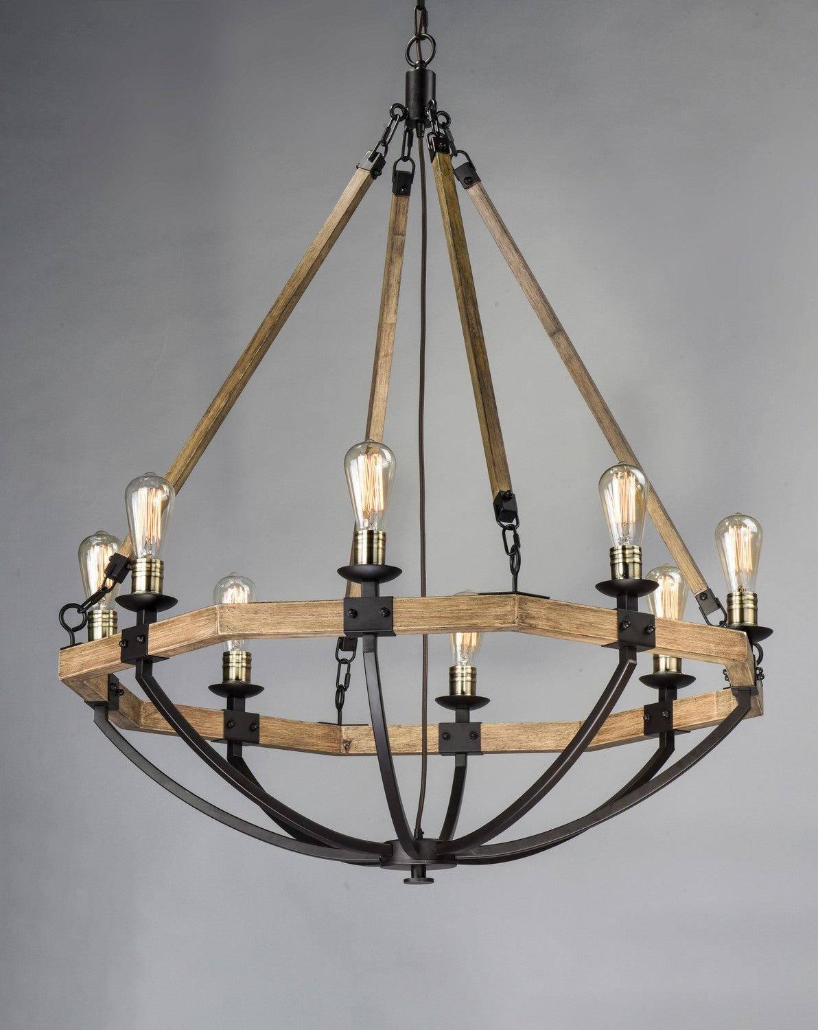 Maxim - 20338WOBZ - Eight Light Chandelier - Lodge - Weathered Oak / Bronze