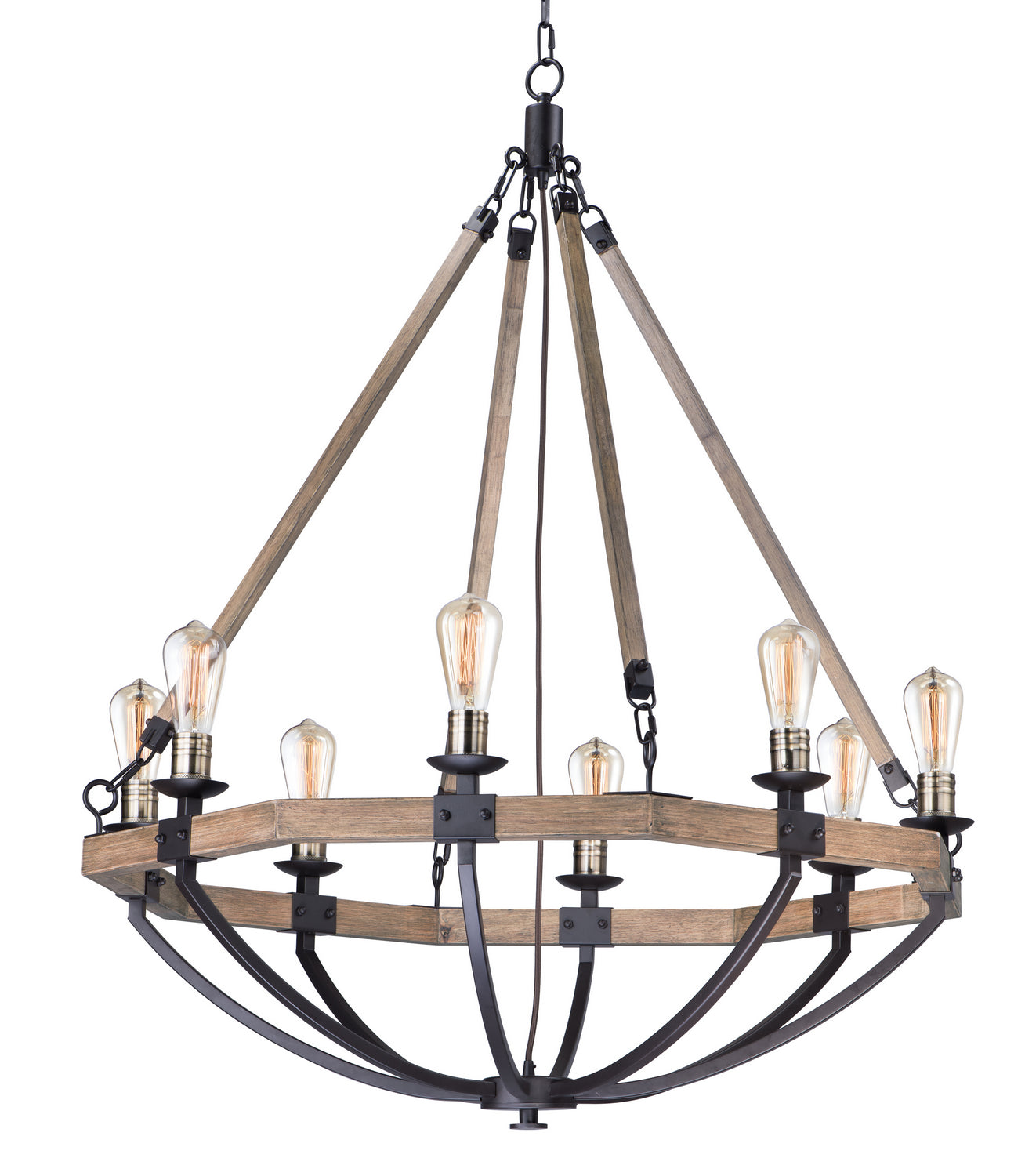 Maxim - 20338WOBZ - Eight Light Chandelier - Lodge - Weathered Oak / Bronze