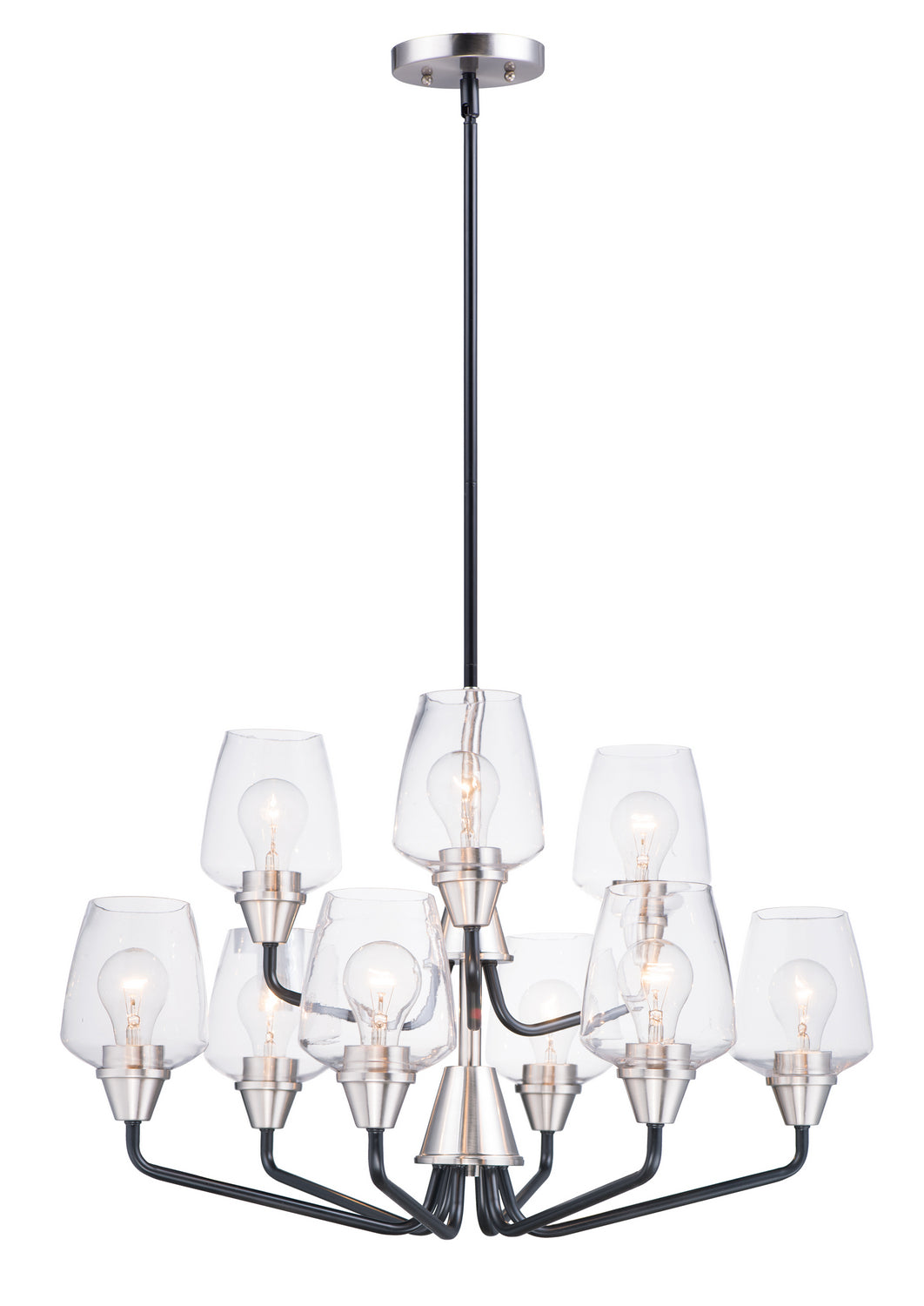 Maxim - 26127CLBKSN - Nine Light Chandelier - Goblet - Black / Satin Nickel