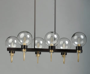 Maxim - 30519CLBZSBR - Six Light Linear Chandelier - Bauhaus - Bronze / Satin Brass