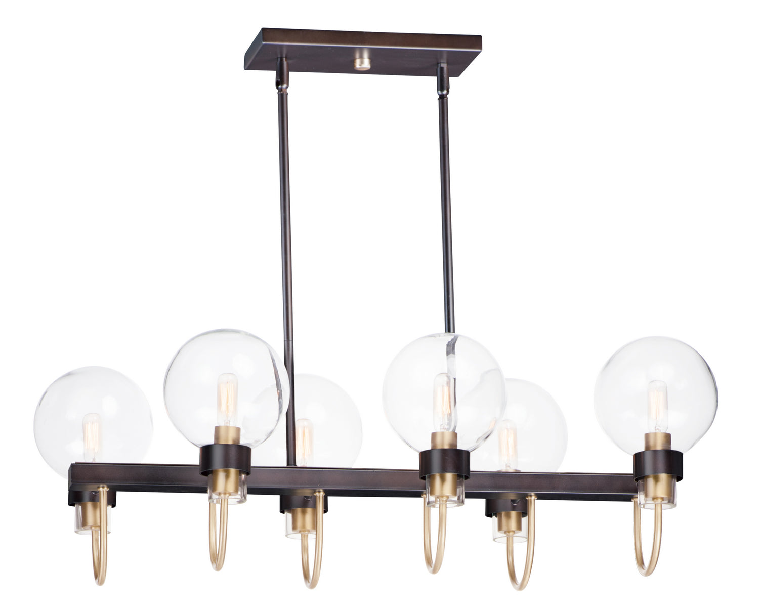 Maxim - 30519CLBZSBR - Six Light Linear Chandelier - Bauhaus - Bronze / Satin Brass