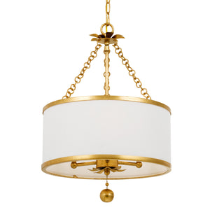 Crystorama - 513-GA - Three Light Chandelier - Broche - Antique Gold