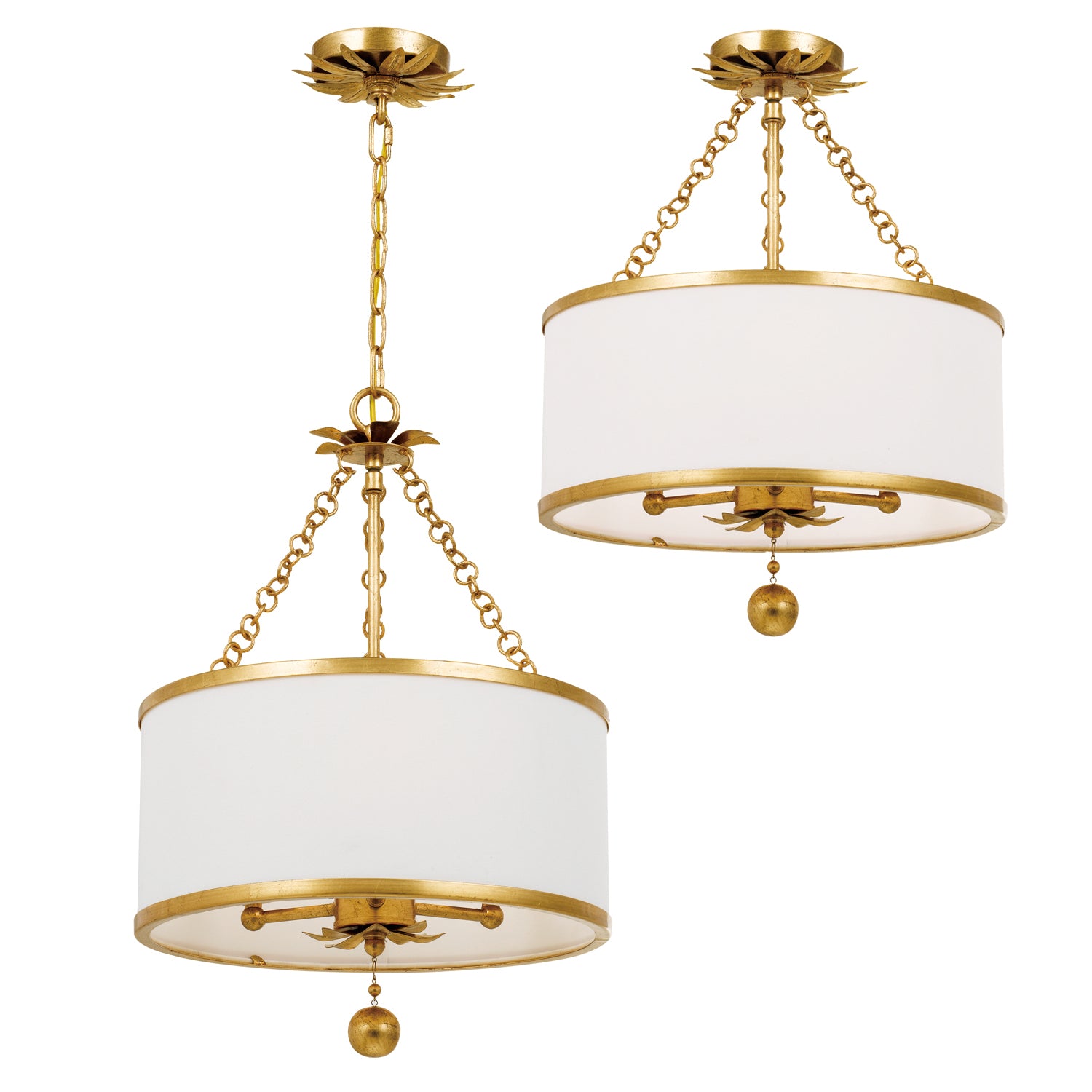 Crystorama - 513-GA - Three Light Chandelier - Broche - Antique Gold