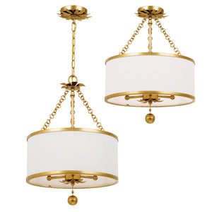 Crystorama - 513-GA - Three Light Chandelier - Broche - Antique Gold