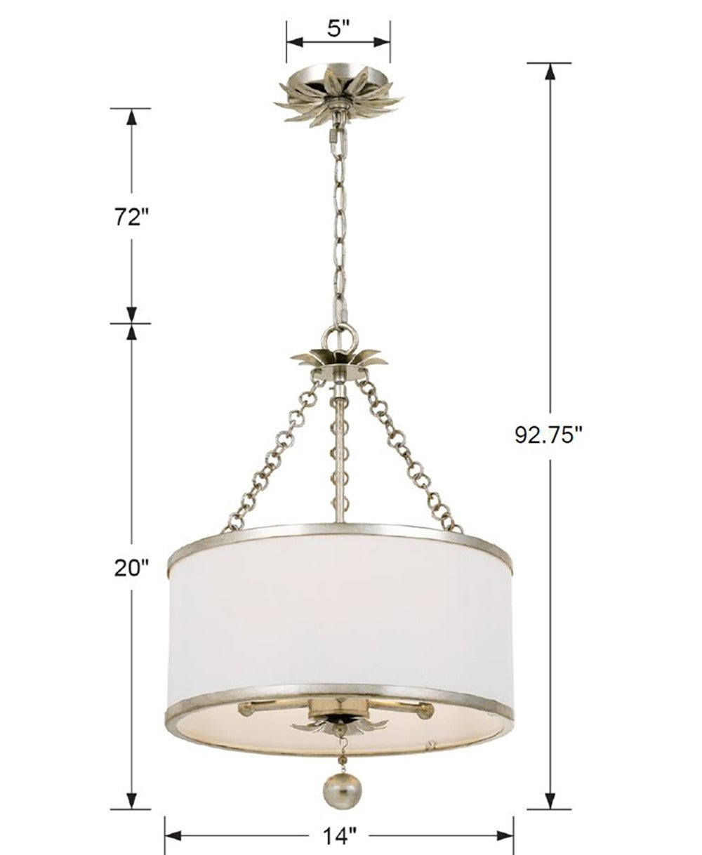 Crystorama - 513-SA - Three Light Chandelier - Broche - Antique Silver