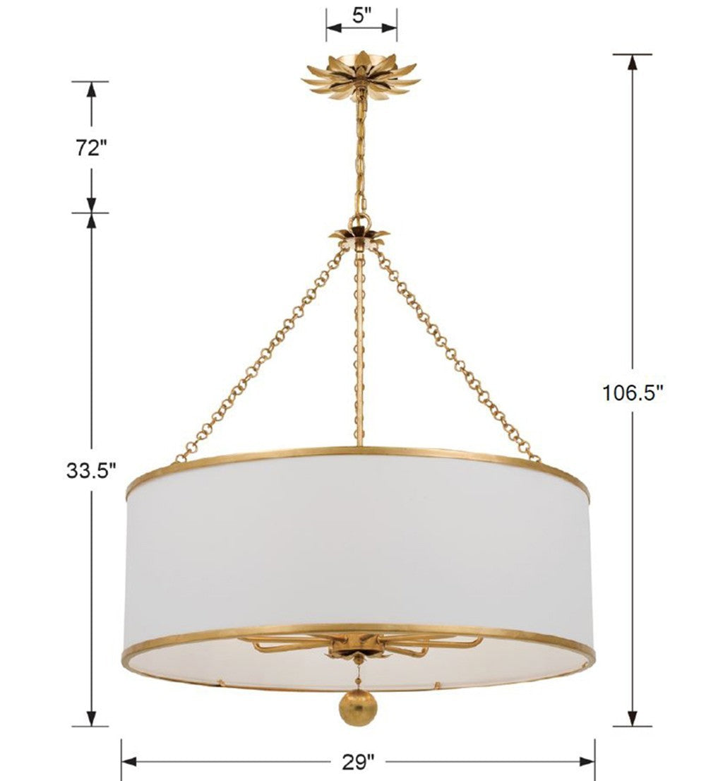 Crystorama - 515-GA - Eight Light Chandelier - Broche - Antique Gold