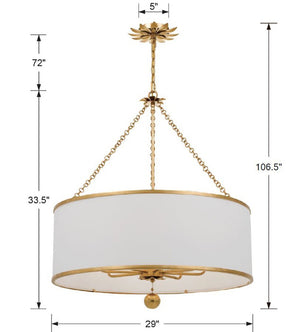 Crystorama - 515-GA - Eight Light Chandelier - Broche - Antique Gold