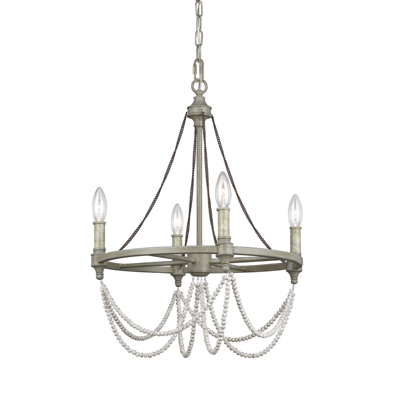 Visual Comfort Studio - F3331/4FWO/DWW - Four Light Chandelier - Beverly - French Washed Oak / Distressed White Wood