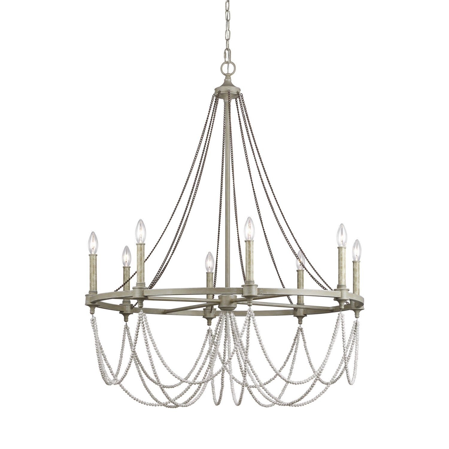 Visual Comfort Studio - F3332/8FWO/DWW - Eight Light Chandelier - Beverly - French Washed Oak / Distressed White Wood