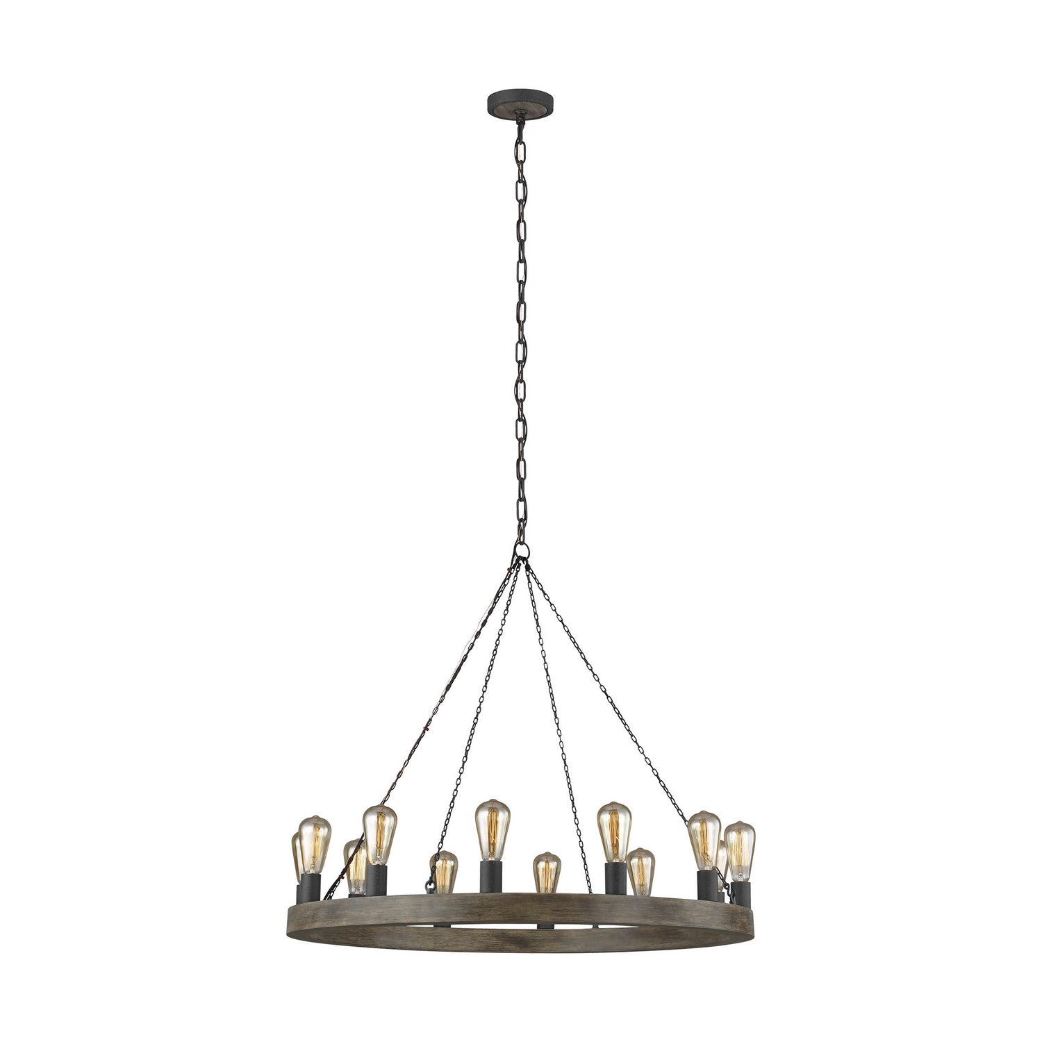 Visual Comfort Studio - F3932/12WOW/AF - 12 Light Chandelier - Avenir - Weathered Oak Wood / Antique Forged Iron