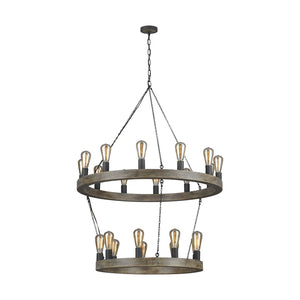 Visual Comfort Studio - F3934/21WOW/AF - 21 Light Chandelier - Avenir - Weathered Oak Wood / Antique Forged Iron