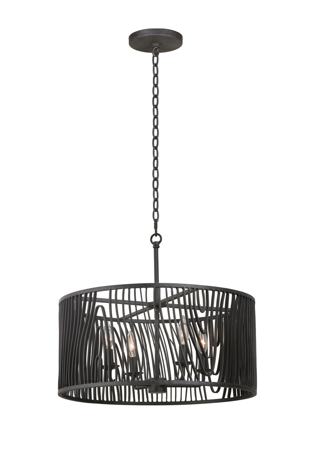 Kalco - 507541BI - Four Light Convertible Pendant / Semi Flush - Morre - Black Iron