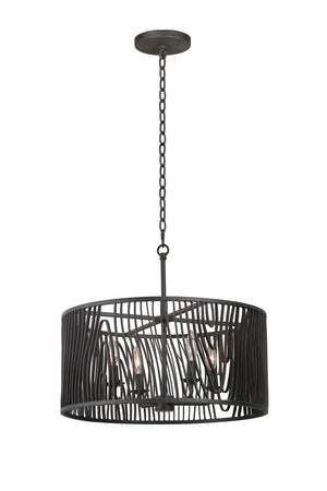 Kalco - 507541BI - Four Light Convertible Pendant / Semi Flush - Morre - Black Iron