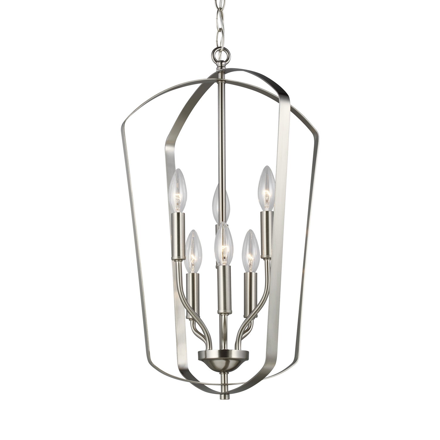 Generation Lighting. - 5134906-962 - Six Light Hall / Foyer Pendant - Romee - Brushed Nickel