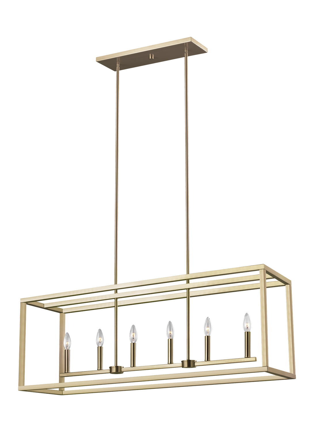 Generation Lighting. - 6634506-848 - Six Light Island Pendant - Moffet Street - Satin Brass