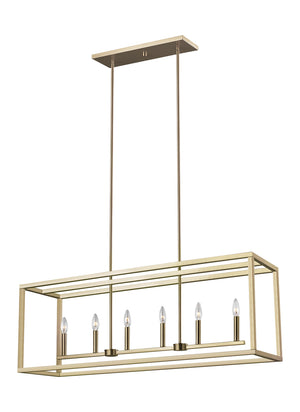 Generation Lighting. - 6634506-848 - Six Light Island Pendant - Moffet Street - Satin Brass