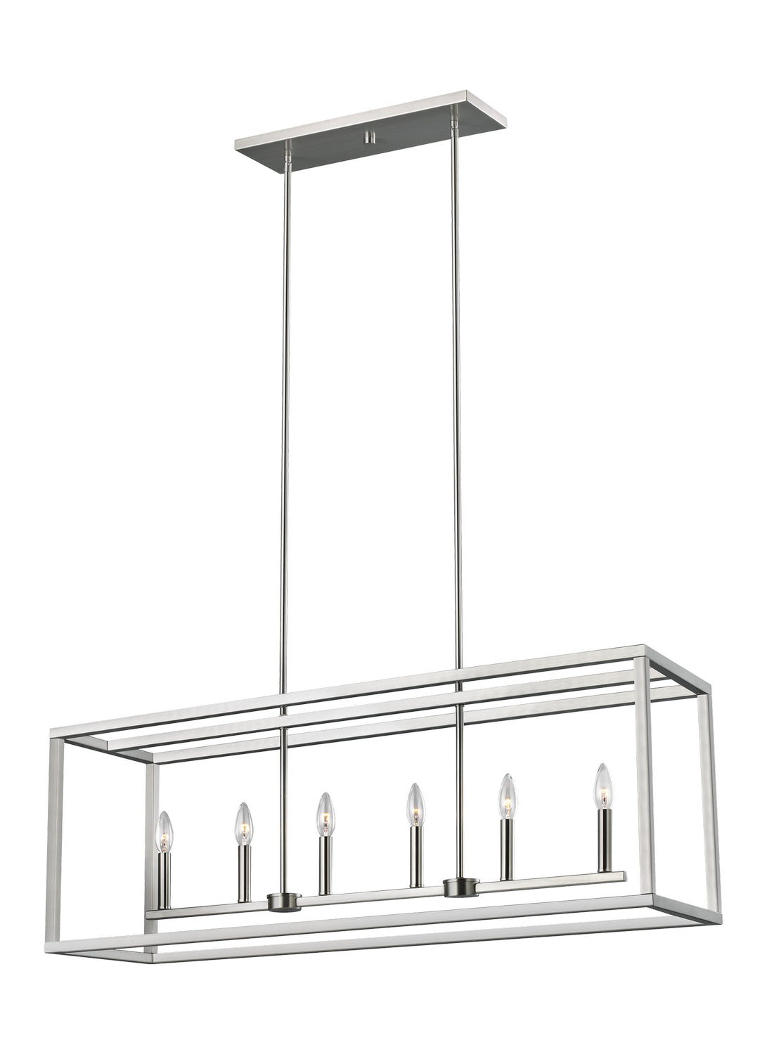 Generation Lighting. - 6634506-962 - Six Light Island Pendant - Moffet Street - Brushed Nickel