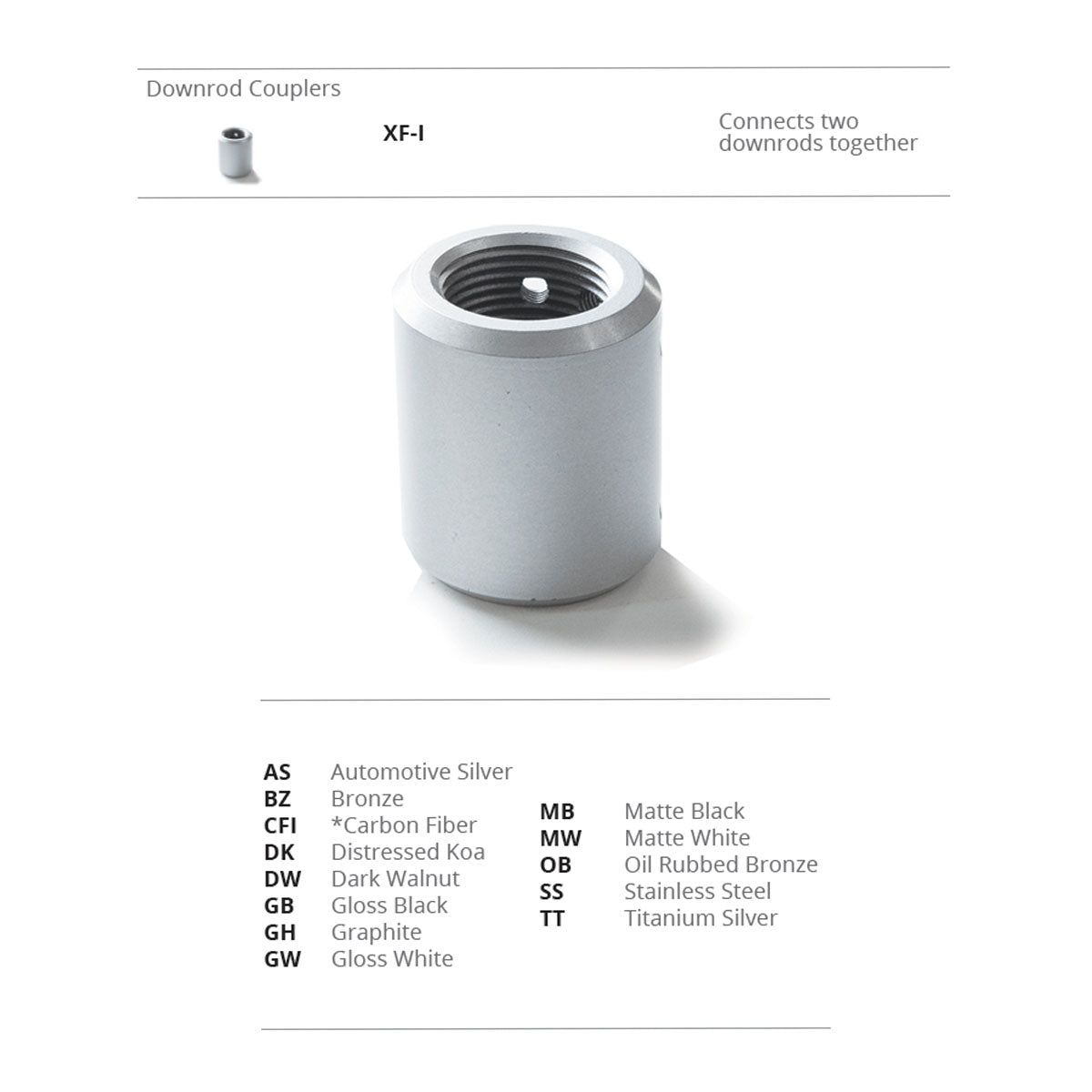 Modern Forms Fans - XF-I-MW - Ceiling Fan Downrod Coupler - Fan Accessories - Matte White
