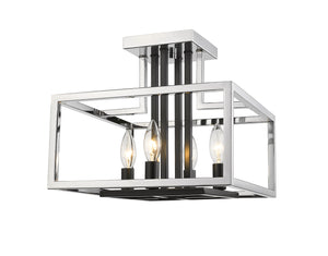 Z-Lite - 456SF-CH-BK - Four Light Semi Flush Mount - Quadra - Chrome + Matte Black