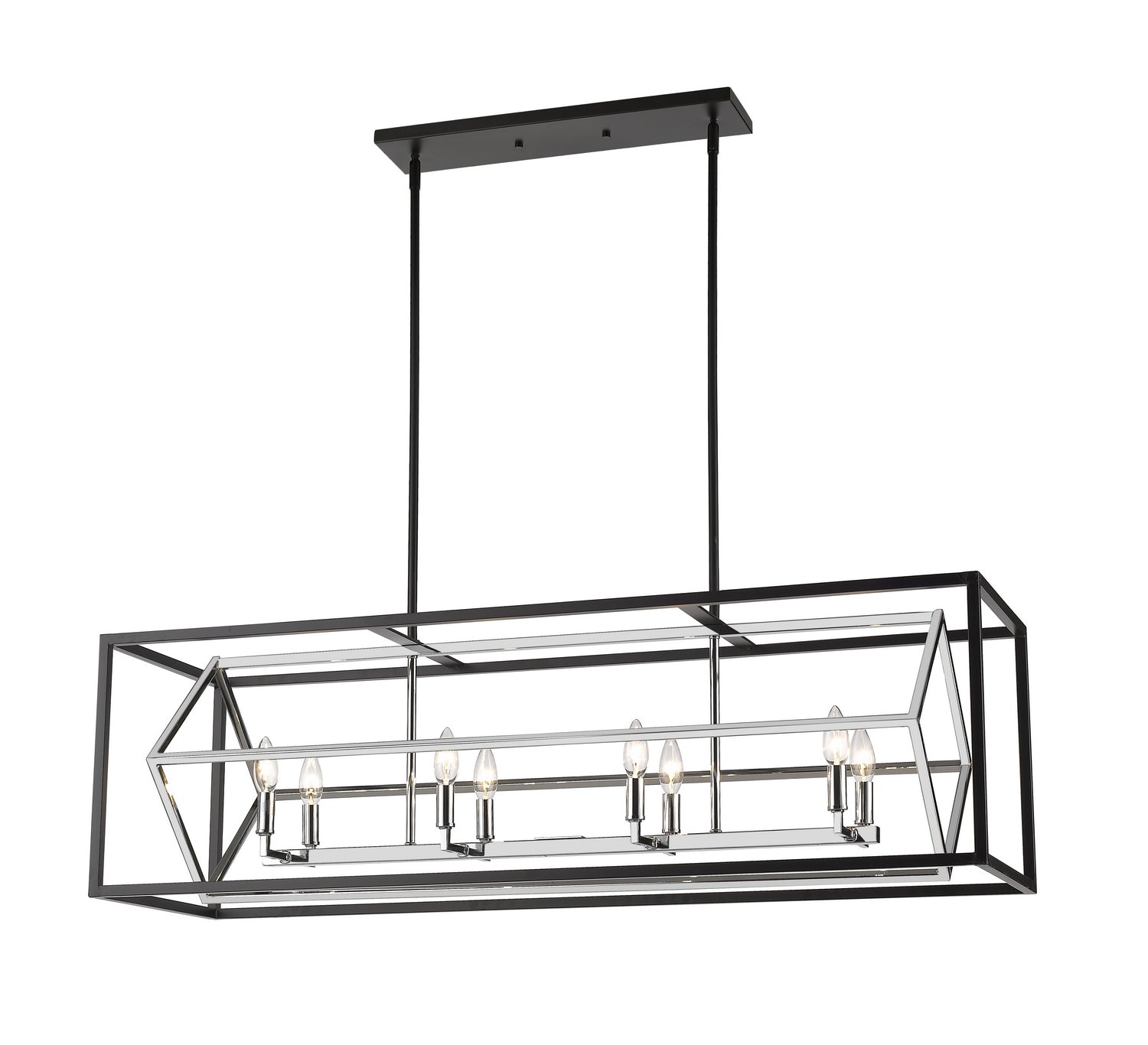 Z-Lite - 457-8L-CH-MB - Eight Light Linear Chandelier - Euclid - Chrome / Matte Black