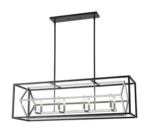 Z-Lite - 457-8L-CH-MB - Eight Light Linear Chandelier - Euclid - Chrome / Matte Black