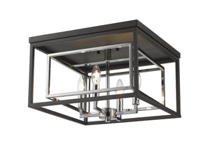 Z-Lite - 457F-CH-MB - Four Light Flush Mount - Euclid - Chrome / Matte Black