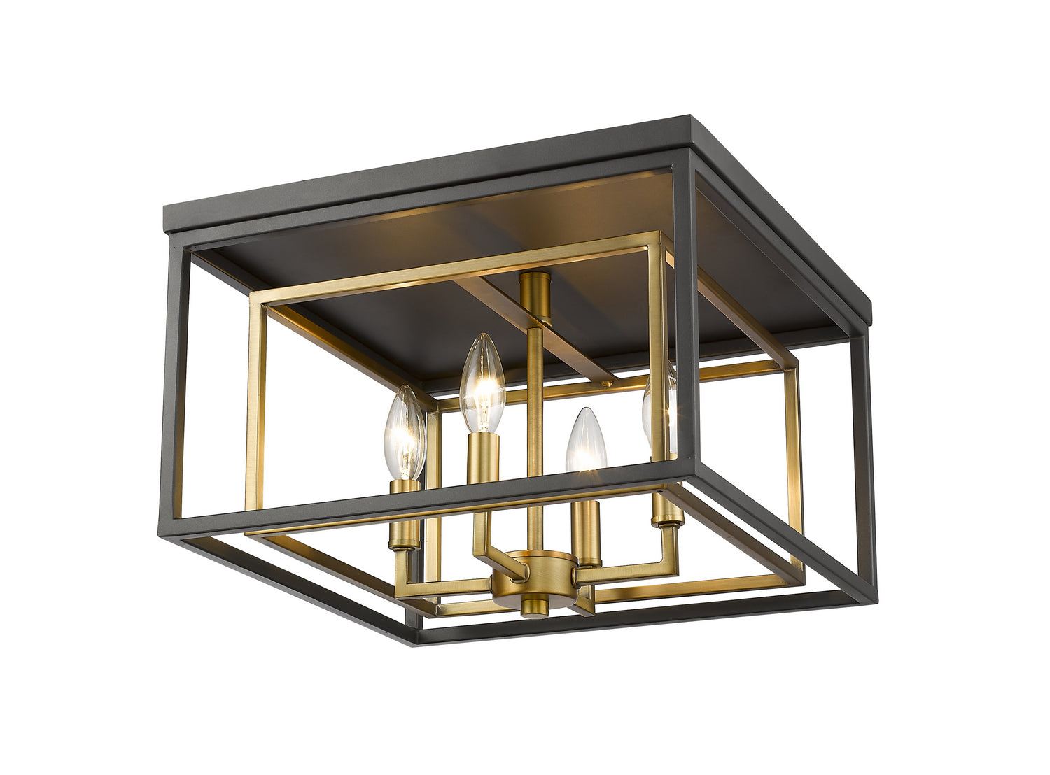 Z-Lite - 457F-OBR-BRZ - Four Light Flush Mount - Euclid - Olde Brass / Bronze