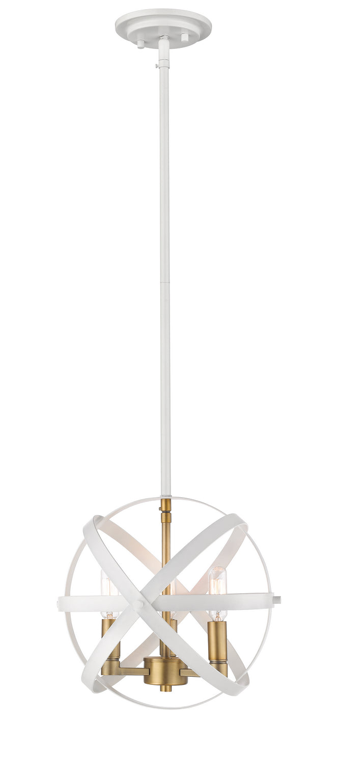 Z-Lite - 463-12HWH-OBR - Three Light Pendant - Cavallo - Hammered White / Olde Brass