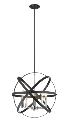 Z-Lite - 463-18HBK-CH - Five Light Pendant - Cavallo - Hammered Black + Chrome