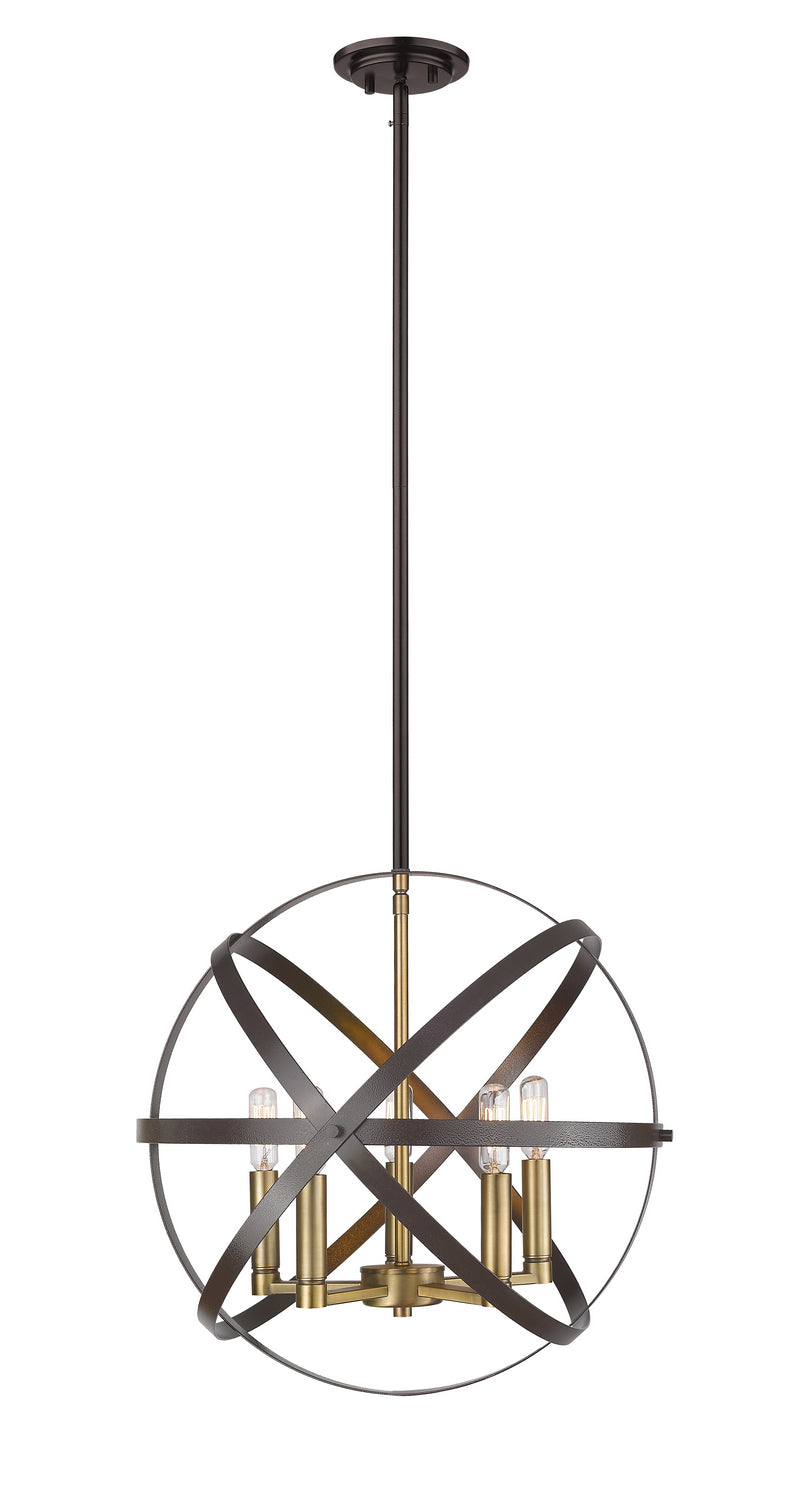 Z-Lite - 463-18HBRZ-OBR - Five Light Pendant - Cavallo - Hammered Bronze + Olde Brass