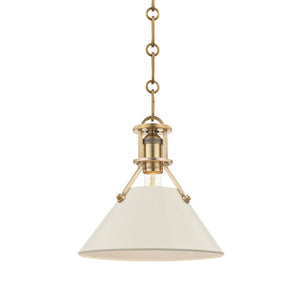 Hudson Valley - MDS351-AGB/OW - One Light Pendant - Painted No.2 - Aged Brass/Off White