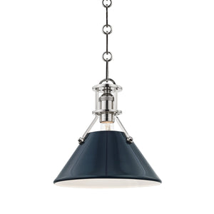 Hudson Valley - MDS351-PN/DBL - One Light Pendant - Painted No.2 - Polished Nickel/Darkest Blue