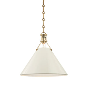 Hudson Valley - MDS352-AGB/OW - One Light Pendant - Painted No.2 - Aged Brass/Off White