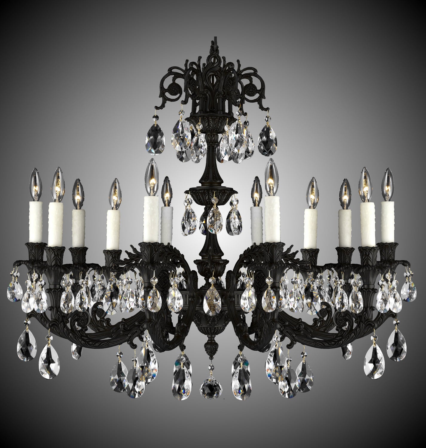 American Brass & Crystal - CH2005-O-05S-PI - 12 Light Chandelier - Finisterra - Old Bronze Satin