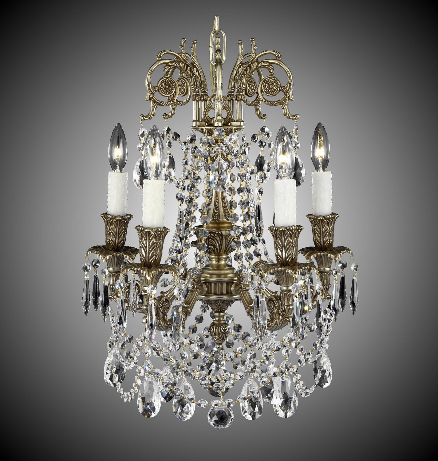 American Brass & Crystal - CH2051-O-03G-PI - Five Light Chandelier - Finisterra - French Gold Glossy