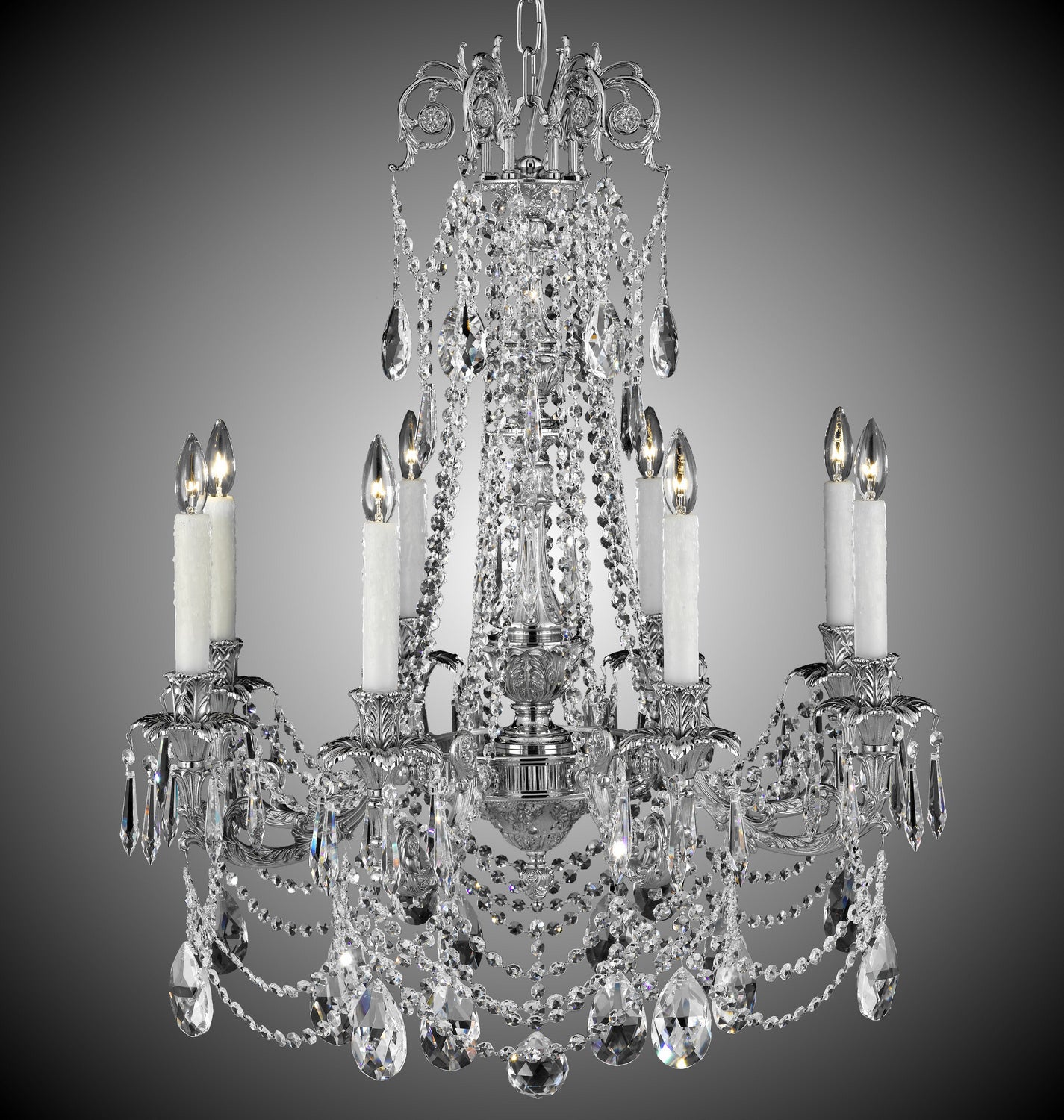 American Brass & Crystal - CH2053-O-08G-PI - Eight Light Chandelier - Finisterra - Silver