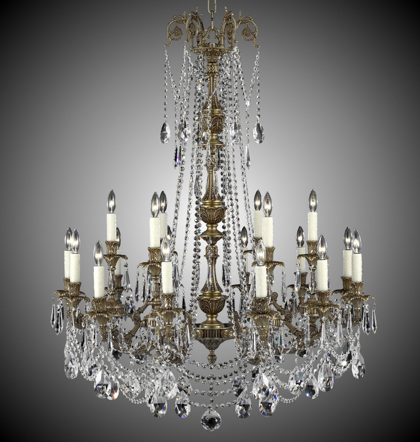 American Brass & Crystal - CH2058-O-01G-PI - 18 Light Chandelier - Finisterra - Polished Brass w/Umber Inlay