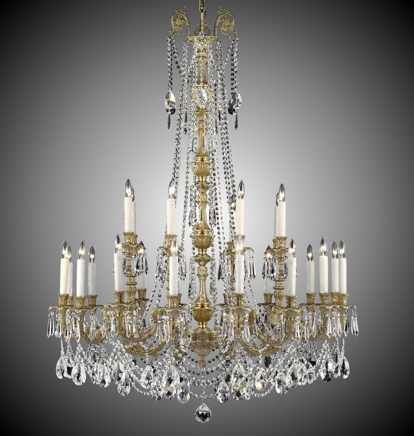 American Brass & Crystal - CH2059-O-16G-PI - 24 Light Chandelier - Finisterra - True Brass