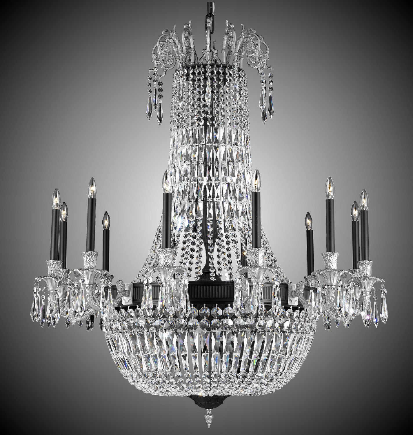 American Brass & Crystal - CH2144-P-05S-07G-ST - 24 Light Chandelier - Finisterra - Old Bronze w/ Satin Nickel Accents